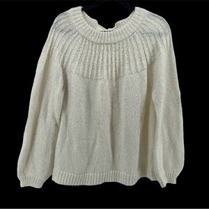 LC Lauren Conrad Sweater Cream Metallic Thread Open Weave L